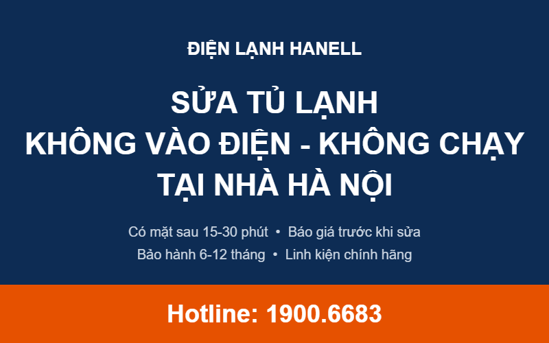 Sửa Tủ Lạnh Không Vào Điện, Không Chạy – Thợ Đến Sau 30 Phút